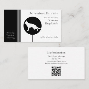 Modern German Shepherd Silhouette Black and White Business Card