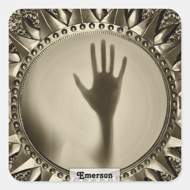 Modern Ghost Hand Reflection - Star Bronze Mirror Square Sticker (Front)