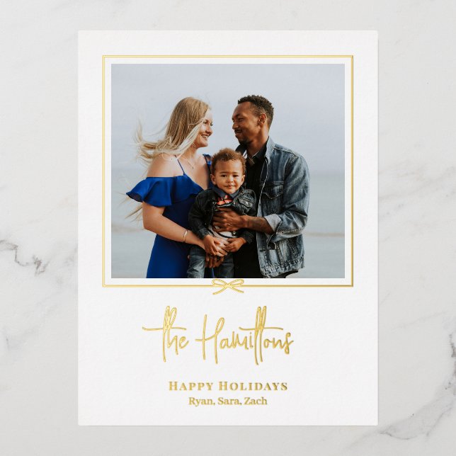 Modern Gift Foil Holiday Postcard Christmas Card (Front)