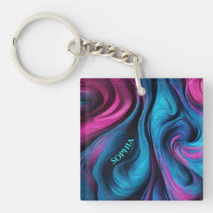 Modern Gift for Her-Blue and Pink- Keychain