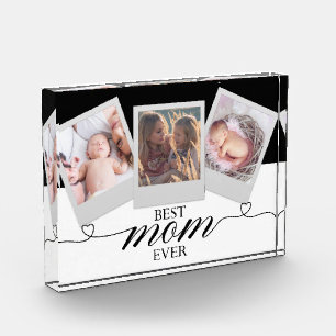 Modern Gift for Mom Script Heart Photo Collage 