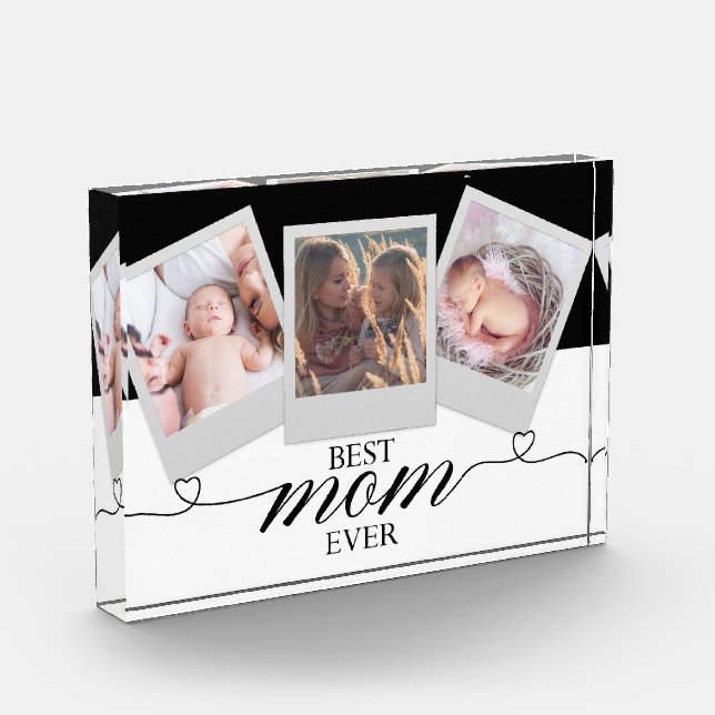 Modern Gift for Mom Script Heart Photo Collage  (Left)