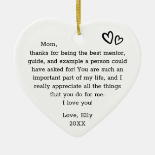 Modern Gift for Mother Typewriter Quote Heart Ceramic Ornament