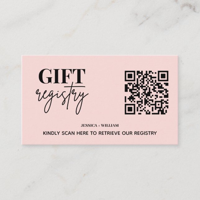 Modern Gift Registry | Wedding Registry QR Code Enclosure Card (Front)