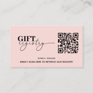 Modern Gift Registry   Wedding Registry QR Code Enclosure Card