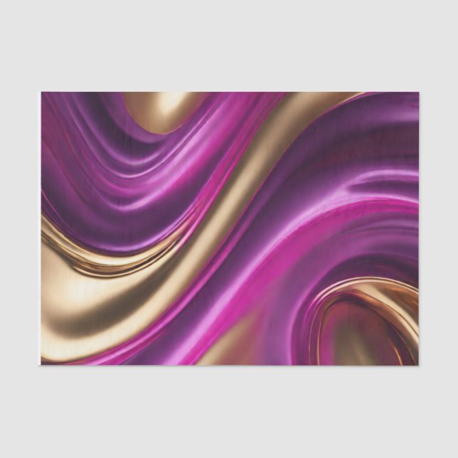 Modern Gift Wrapping-Fuchsia Purple and Gold- Tissue Paper (Front)