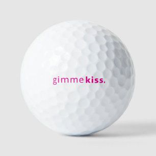 Modern Gimme Kiss   Typography Pink Text Golf Balls