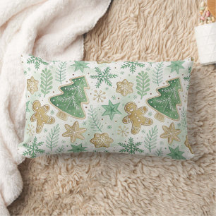 Modern Gingerbread Forest Olive green pattern Lumbar Pillow