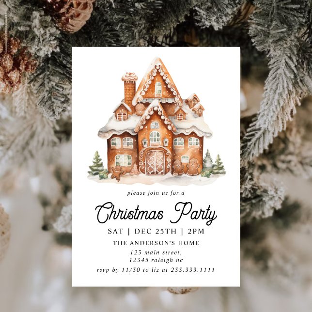 Modern Gingerbread House Christmas Party Invitation (Creator Uploaded)