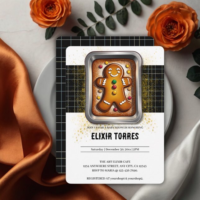 Modern Gingerbread in Pan Baby Shower Invitation (Creator Uploaded)