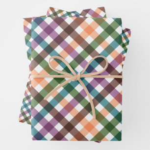 Modern Gingham Colourful  Wrapping Paper Sheet
