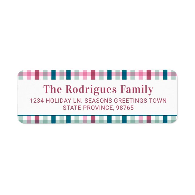 Modern Gingham Holiday Card Return Address  (Front)