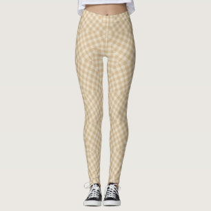 Modern Gingham Pattern - Beige Leggings