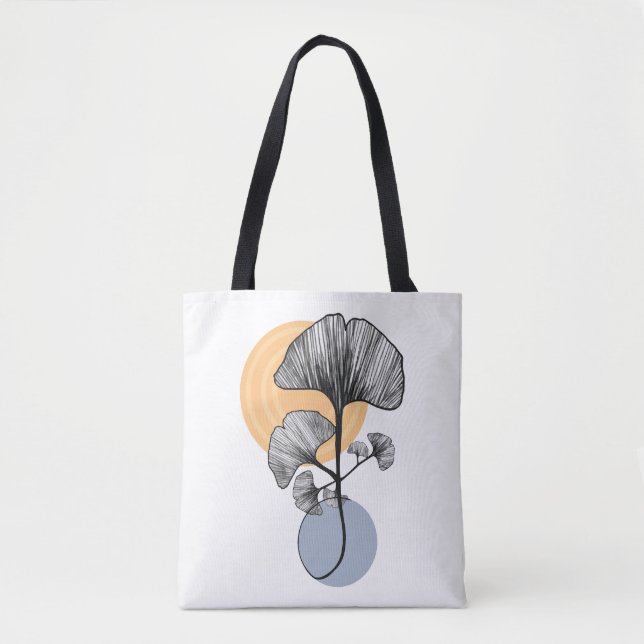 Modern Ginkgo Leaf Botanical Tote Bag (Front)