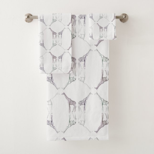 Modern Giraffe Diamond Print Bath Towel Set (Insitu)