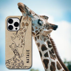 Modern Giraffe Line Art Name Case-Mate iPhone 14 Pro Max Case