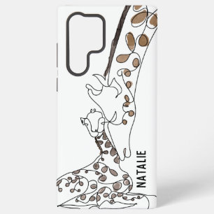 Modern Giraffe Line Art Name White Samsung Galaxy Case