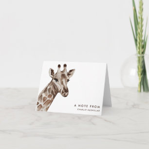 Modern Giraffe Personalized Stationery Folded Note Card