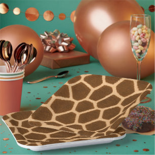 Modern Giraffe Print Square Plates for Party Decor