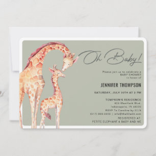 Modern Giraffe Safari Neutral Baby Shower Invitati Invitation