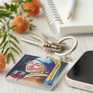 Modern Girl w/ a Pearl Earring - Vermeer Inspired Keychain