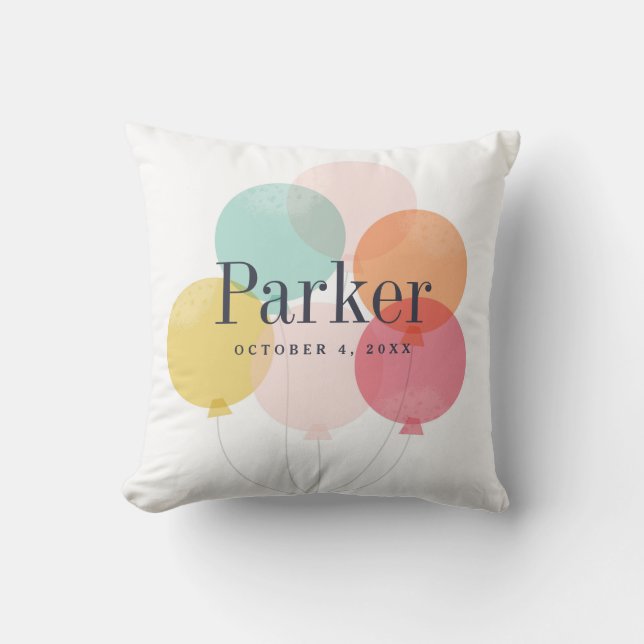 Modern Girls Balloon Bunch Rainbow Kids  Throw Pillow (Front)