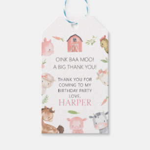 Modern Girls Minimalist Farm Themed Birthday Gift Tags