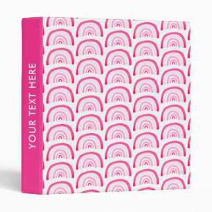 Modern Girls Pink Rainbow Pattern Binder