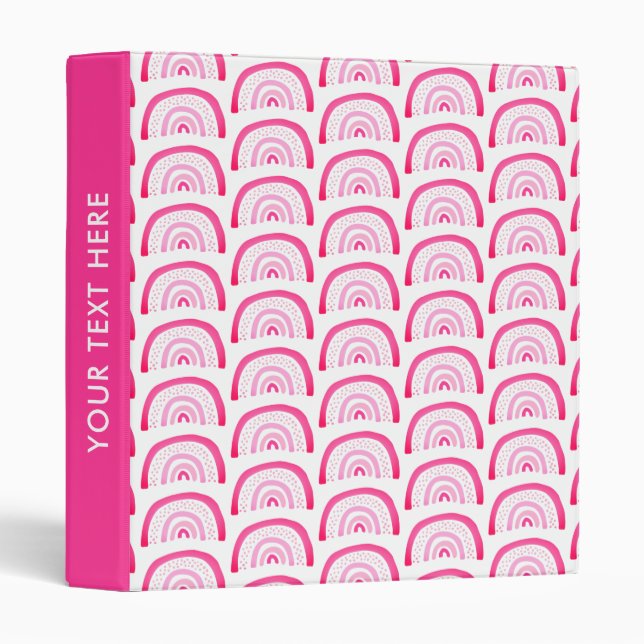 Modern Girls Pink Rainbow Pattern Binder (Front/Spine)