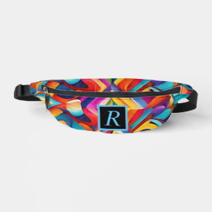 Modern Girly Abstract Pattern Colourful  Monogram  Fanny Pack
