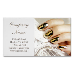 modern girly beauty salon metallic nail artist 	Magnetic business card