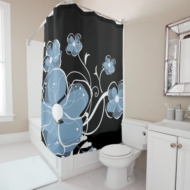 Modern Girly Blue and White Flowers (In Situ)