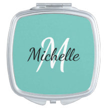 Modern Girly Blue Monogram Initial + Name