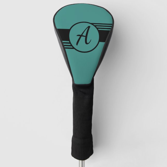 Modern Girly Blue Teal Monogram Initial Golf Head Cover (Front)