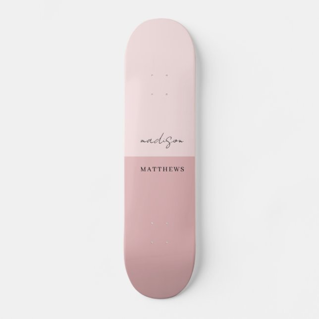 Modern Girly Blush Pink Vintage  Skateboard (Front)