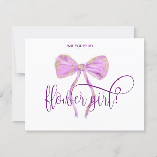 modern girly bow purple watercolor typography invitation