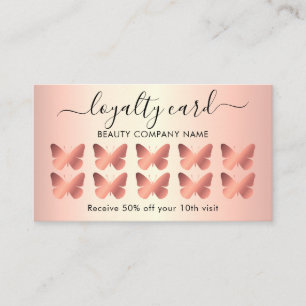 Modern Girly Butterfly Rose Gold Loyalty Card