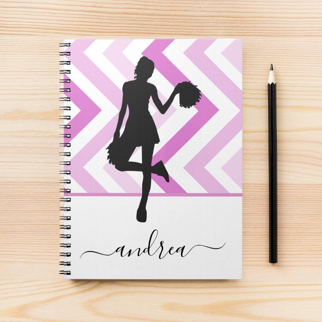 Modern Girly Cheer Pink Cheerleader Cute Name Fun  Notebook (Creator Uploaded)