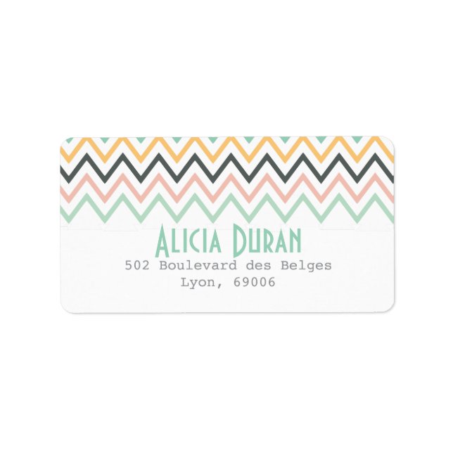 Modern Girly Chevron Zigzag Personalized Label (Front)