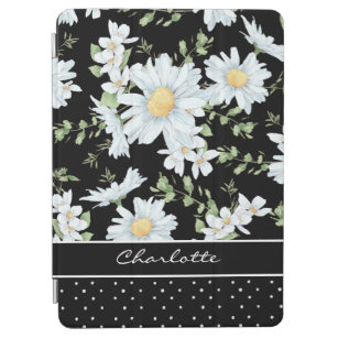 Modern Girly Chic Floral Dot Pattern Personalized iPad Air Cover