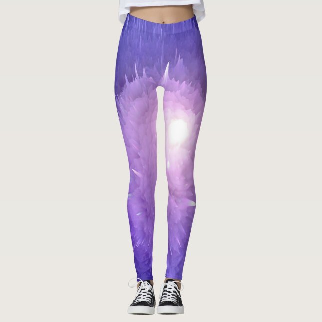 Modern Girly Chic Purple Athletic Workout Leggings (Front)