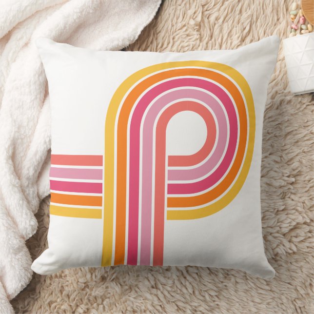 Modern Girly Colours Bold Curved Stripes Pattern Throw Pillow (Blanket)