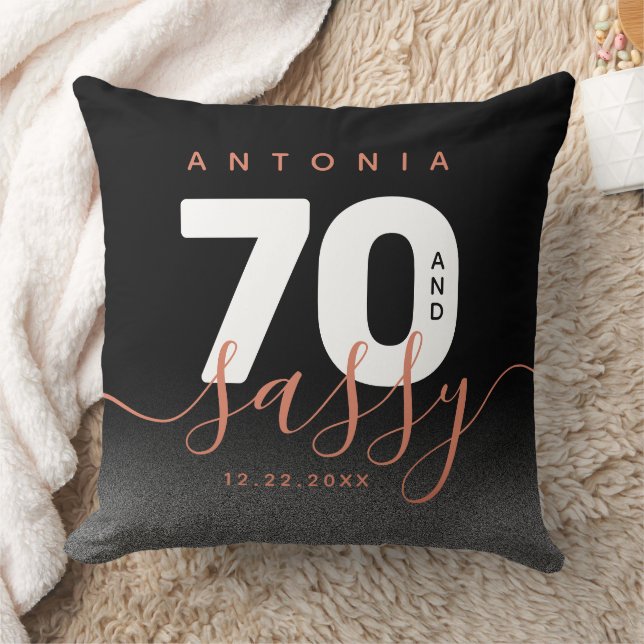 Modern Girly Copper 70 and Sassy Throw Pillow (Blanket)