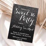 Modern girly faux black glitter ombre Sweet 16 Invitation<br><div class="desc">A modern,  pretty faux black glitter shower ombre with elegant black colour block Sweet 16 birthday party invitation with black glitter ombre pattern fading onto a pink background. Perfect for a princess Sweet sixteen,  perfect  for her,  the fashionista who loves modern pattern and glam</div>