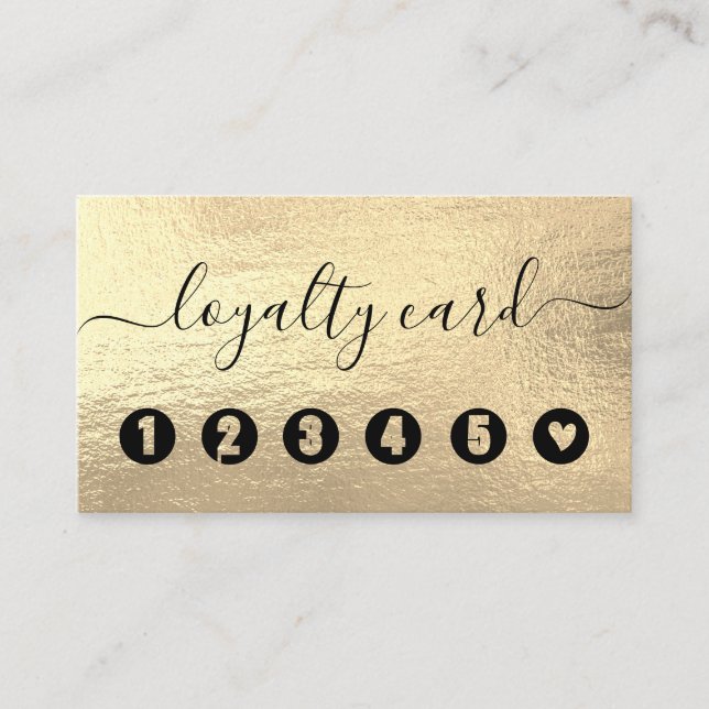 Modern Girly Faux Gold Foliage Business Loyalty Ca (Front)