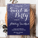 Modern girly faux navy blue glitter ombre Sweet 16 Invitation<br><div class="desc">A modern,  pretty faux navy blue glitter shower ombre with navy blue colour block Sweet 16 birthday party invitation with blue glitter ombre pattern fading onto a customizable blue background. Perfect for a princess Sweet sixteen,  perfect  for her,  the fashionista who loves modern pattern and glam</div>