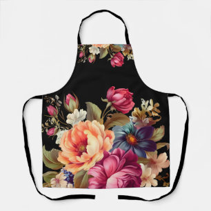 Modern Girly Floral All Over Print Apron