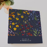 Modern girly floral colorful name navy blue binder<br><div class="desc">Modern girly floral colorful and navy blue personalized name and company name / year in review simple classy folder design.</div>
