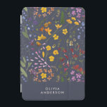 Modern girly floral colourful initial navy blue iPad mini cover<br><div class="desc">Modern girly floral colourful and navy blue personalized initial and name simple classy phone case design.</div>
