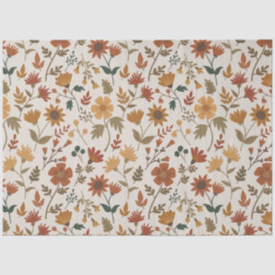Modern Girly Flowers And Leaf Pattern Gold Rust Tissue Paper